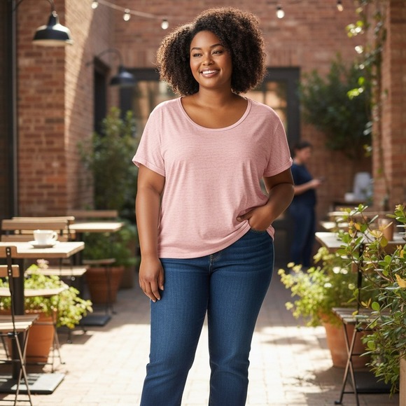 Woman Within T-Shirt Plus Size‎ 1X 22 24 Soft Pink Heathered S/S Tee Shirt Top - Picture 9 of 9